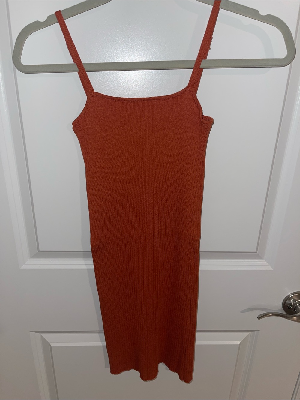 Double Zero Rust Ribbed Midi Spaghetti-Strap Dress - Picture 4 of 5